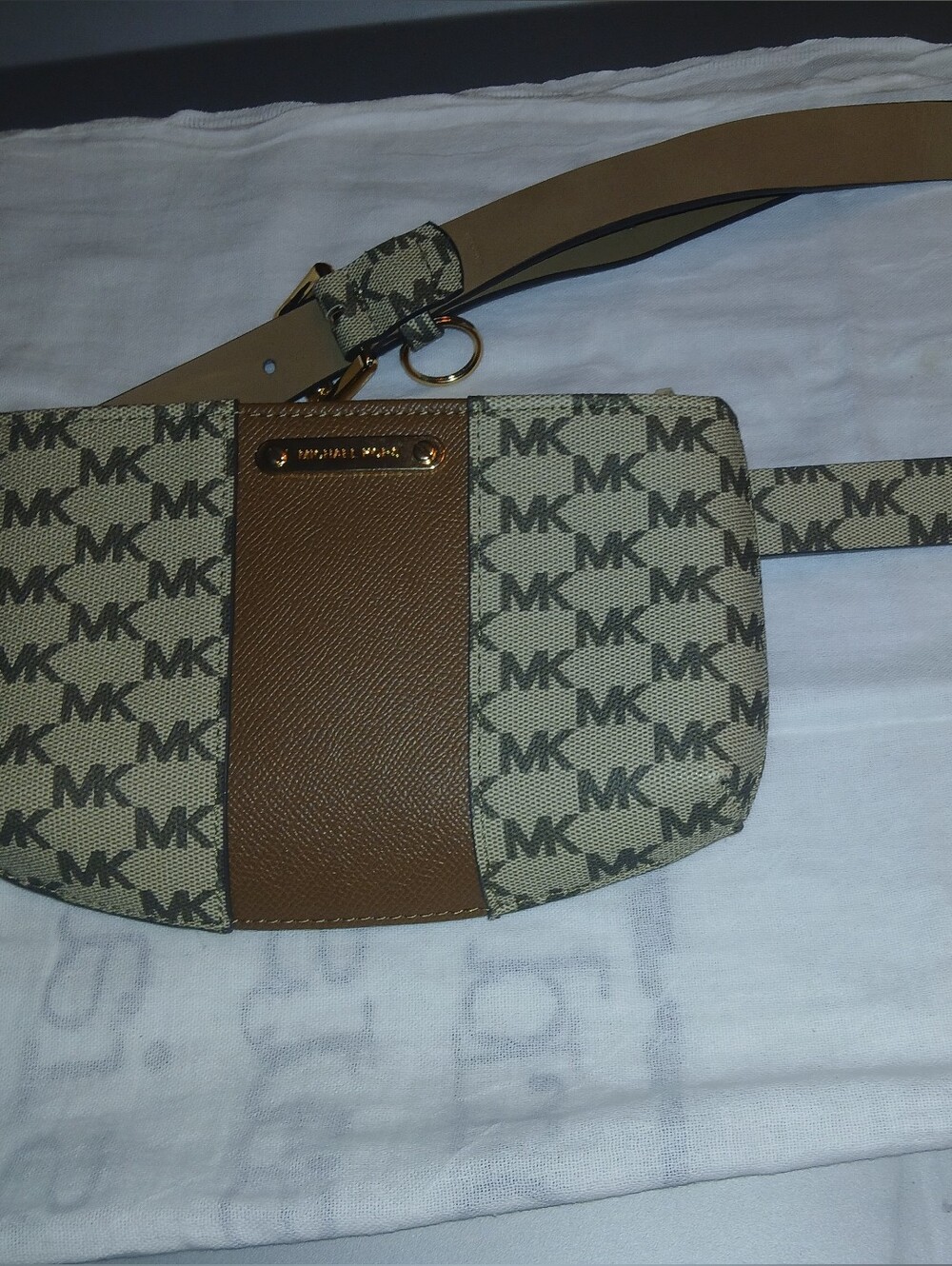 Michael Kors Tan and Beige Logo Belt Bag